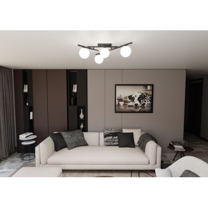 Plafonjera SMART 4xE14/10W/230V crni/bela