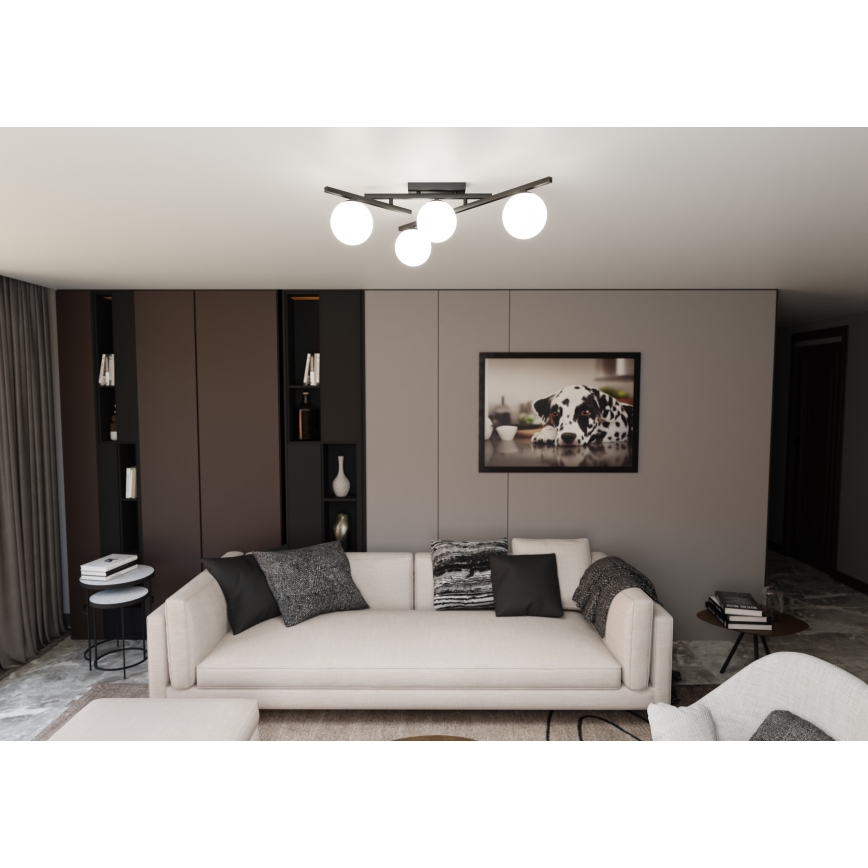 Plafonjera SMART 4xE14/10W/230V crni/bela