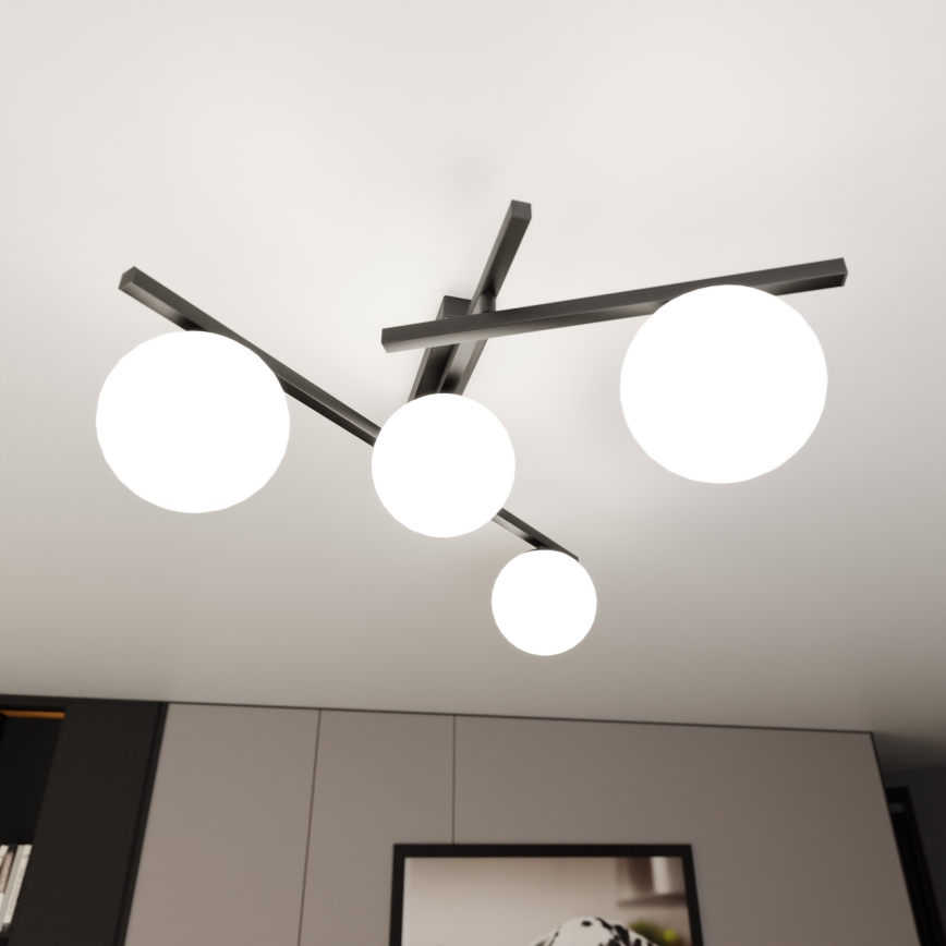 Plafonjera SMART 4xE14/10W/230V crni/bela