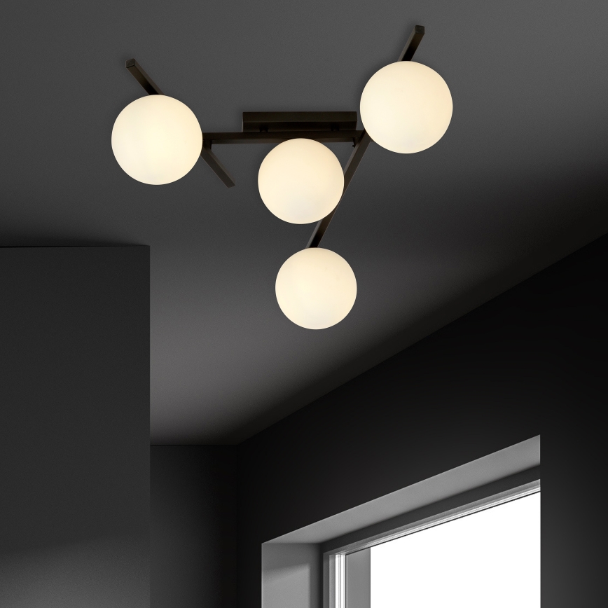 Plafonjera SMART 4xE14/10W/230V crni/bela
