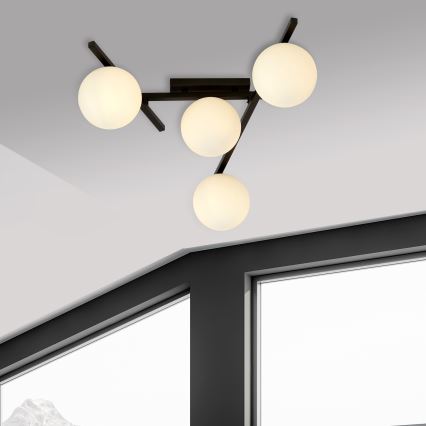 Plafonjera SMART 4xE14/10W/230V crni/bela
