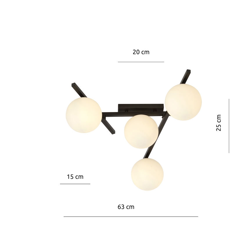 Plafonjera SMART 4xE14/10W/230V crni/bela