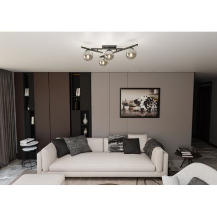 Plafonjera SMART 4xE14/10W/230V crni/siv