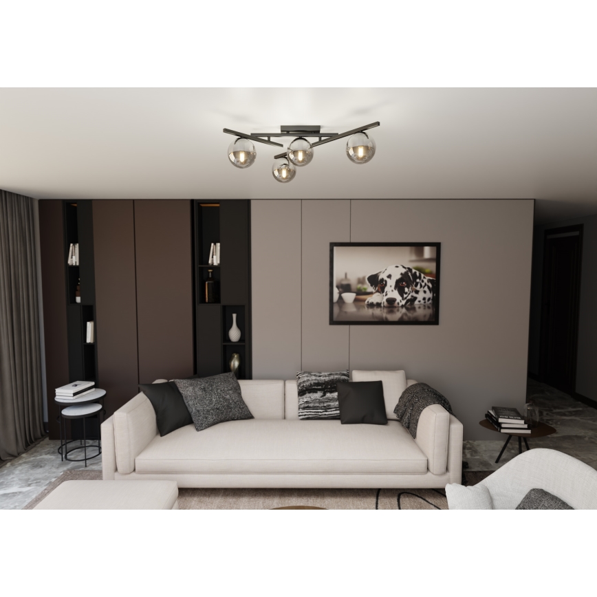 Plafonjera SMART 4xE14/10W/230V crni/siv