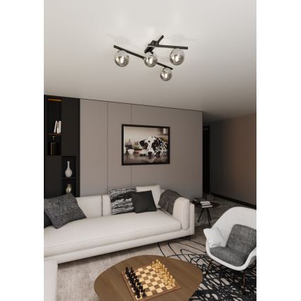 Plafonjera SMART 4xE14/10W/230V crni/siv