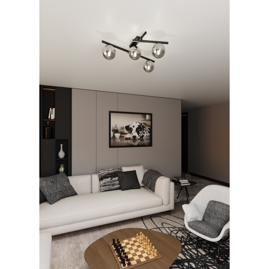 Plafonjera SMART 4xE14/10W/230V crni/siv