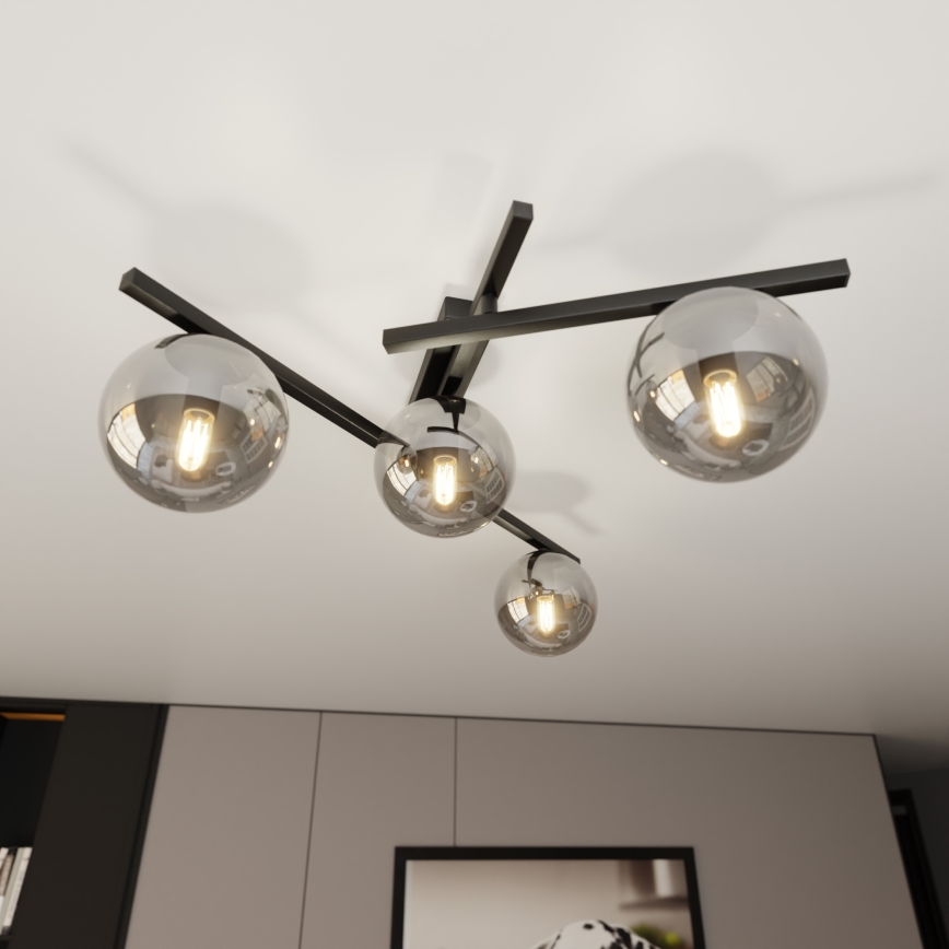 Plafonjera SMART 4xE14/10W/230V crni/siv
