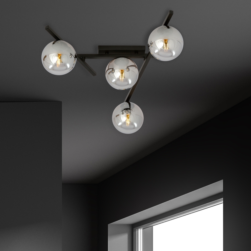 Plafonjera SMART 4xE14/10W/230V crni/siv