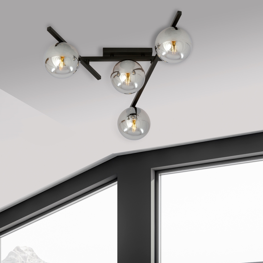 Plafonjera SMART 4xE14/10W/230V crni/siv