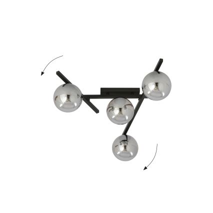 Plafonjera SMART 4xE14/10W/230V crni/siv