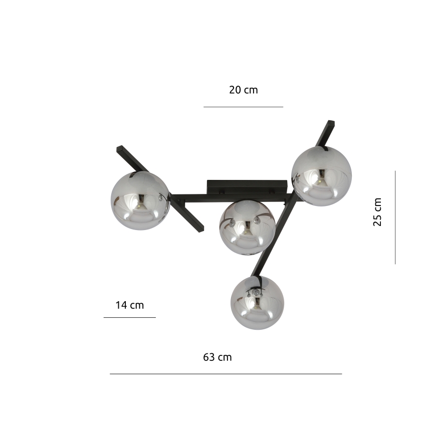 Plafonjera SMART 4xE14/10W/230V crni/siv