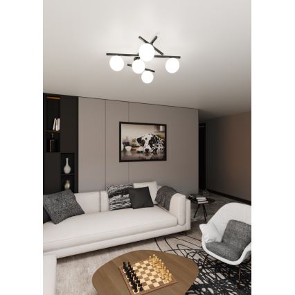 Plafonjera SMART 5xE14/10W/230V crni/bela