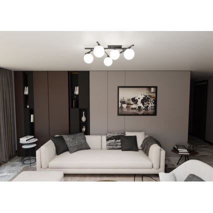 Plafonjera SMART 5xE14/10W/230V crni/bela