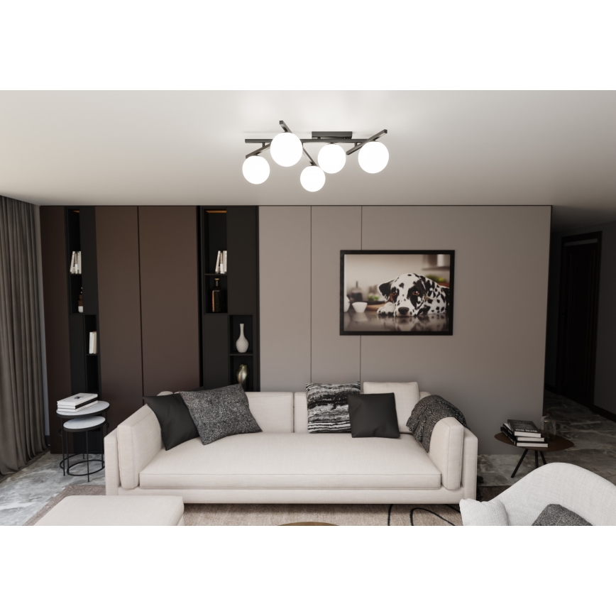 Plafonjera SMART 5xE14/10W/230V crni/bela