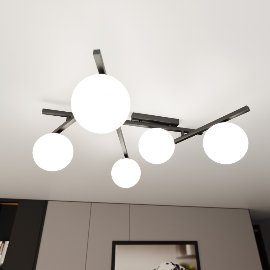 Plafonjera SMART 5xE14/10W/230V crni/bela