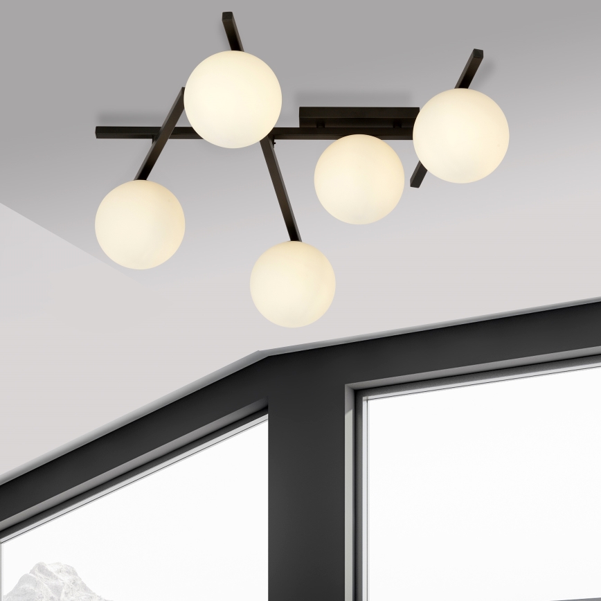 Plafonjera SMART 5xE14/10W/230V crni/bela