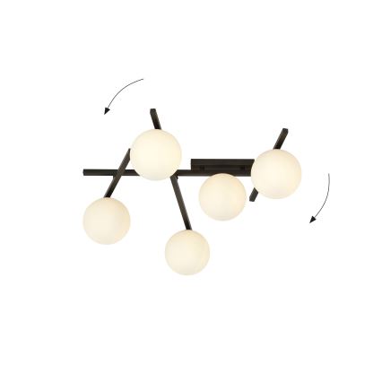 Plafonjera SMART 5xE14/10W/230V crni/bela