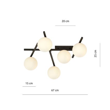 Plafonjera SMART 5xE14/10W/230V crni/bela