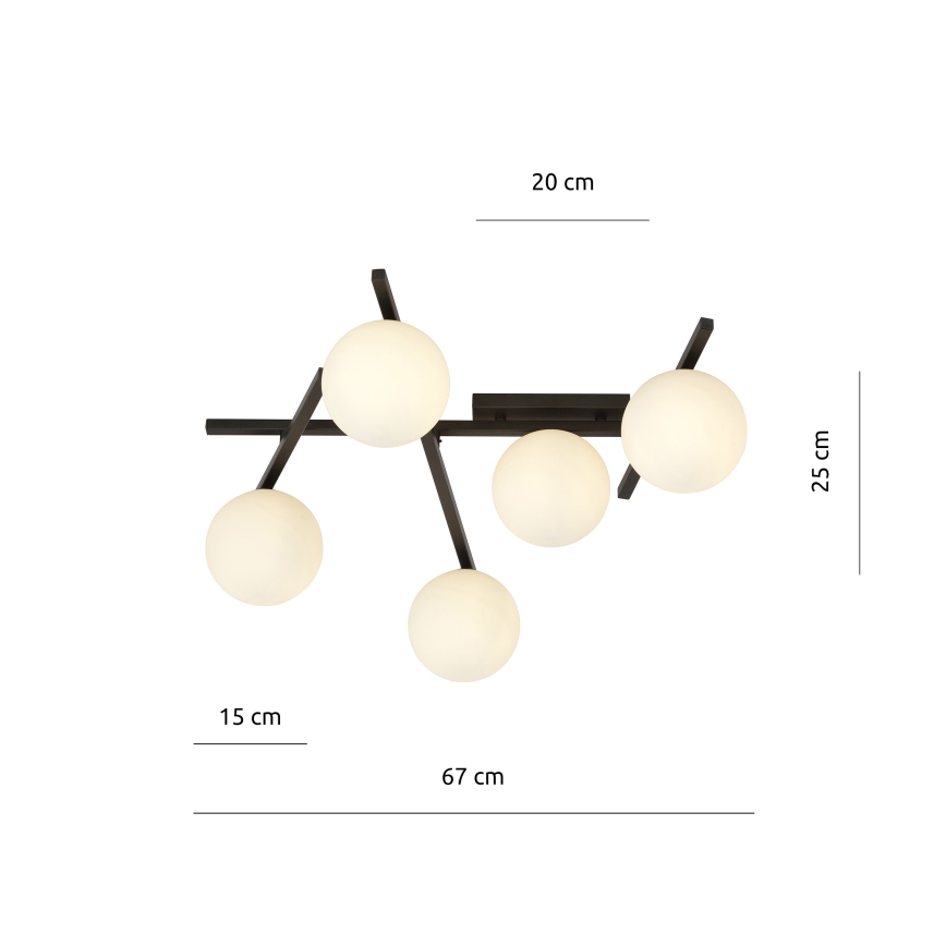 Plafonjera SMART 5xE14/10W/230V crni/bela