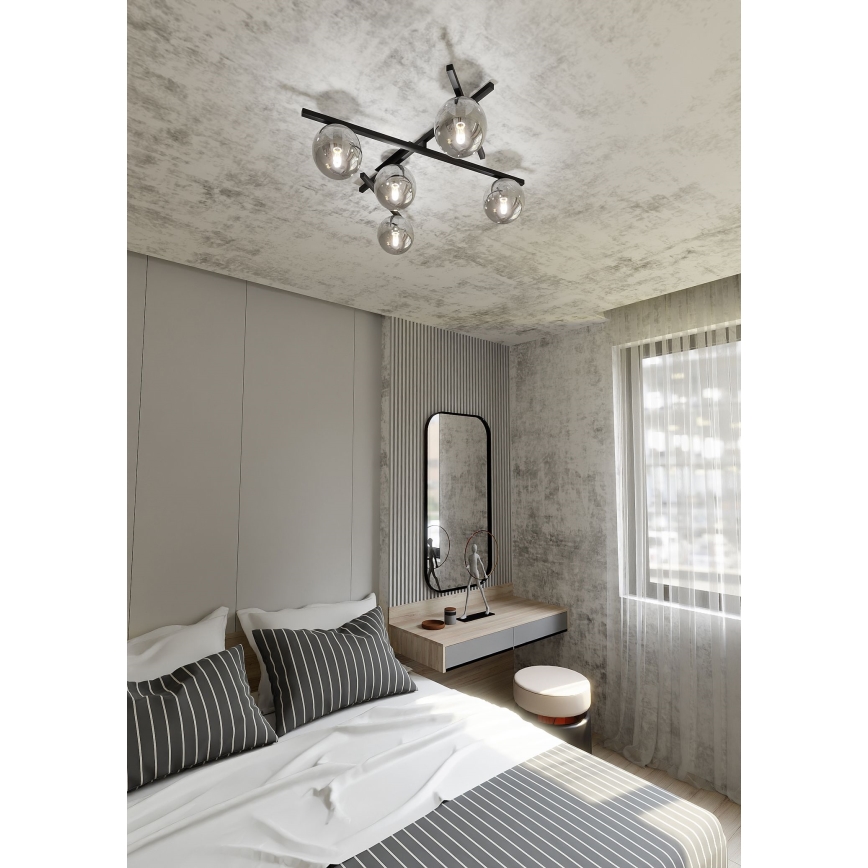 Plafonjera SMART 5xE14/10W/230V crni/siv