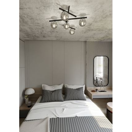 Plafonjera SMART 5xE14/10W/230V crni/siv