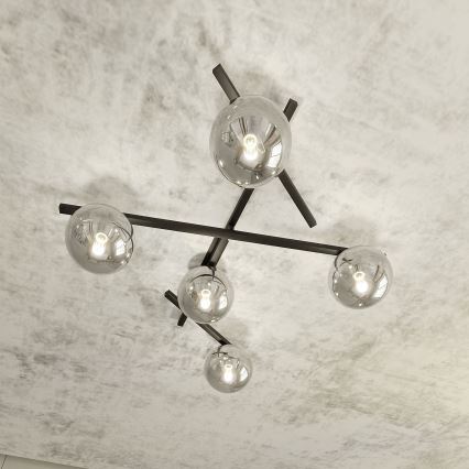 Plafonjera SMART 5xE14/10W/230V crni/siv