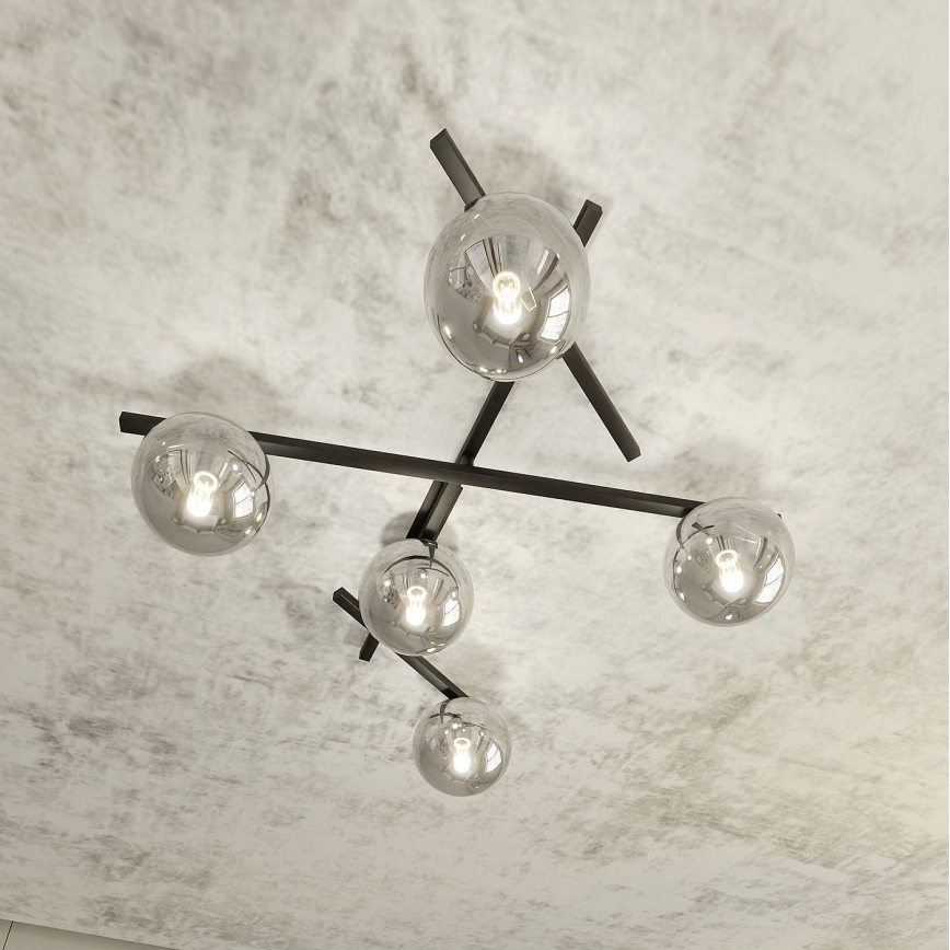 Plafonjera SMART 5xE14/10W/230V crni/siv