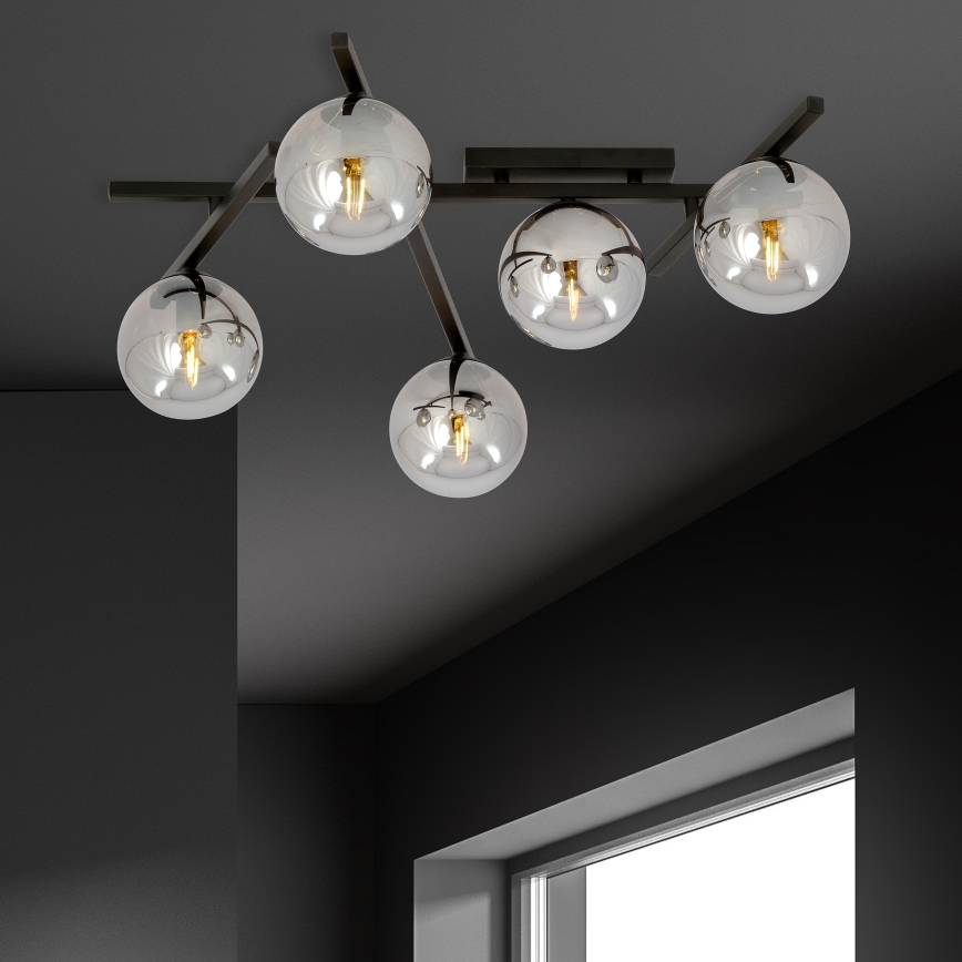 Plafonjera SMART 5xE14/10W/230V crni/siv