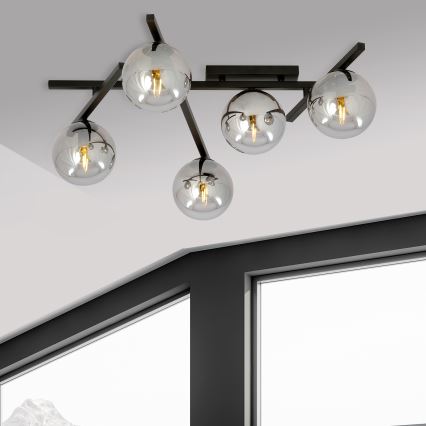 Plafonjera SMART 5xE14/10W/230V crni/siv