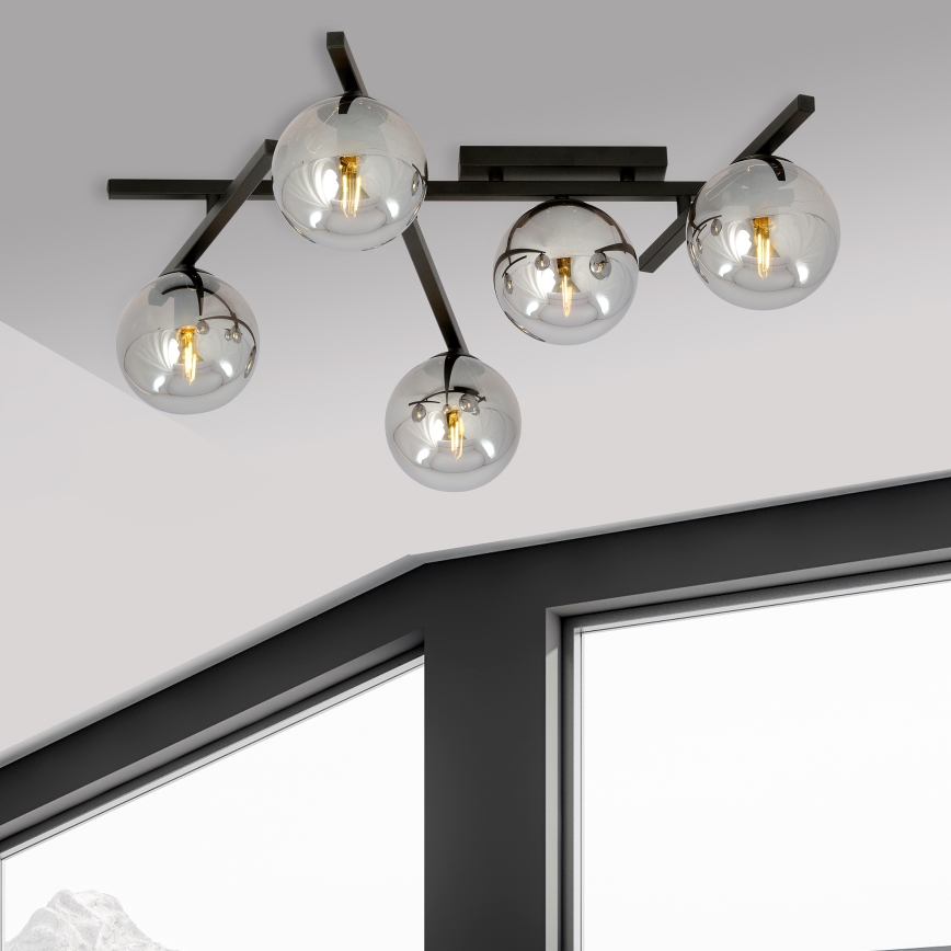 Plafonjera SMART 5xE14/10W/230V crni/siv