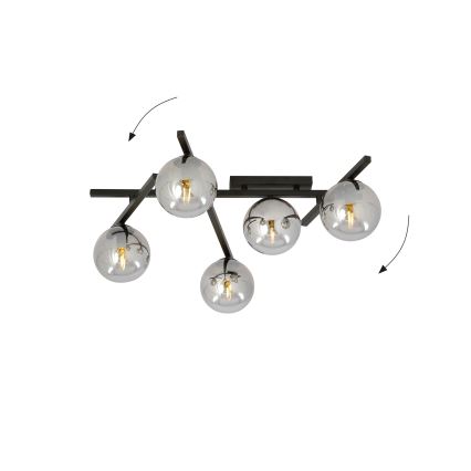 Plafonjera SMART 5xE14/10W/230V crni/siv