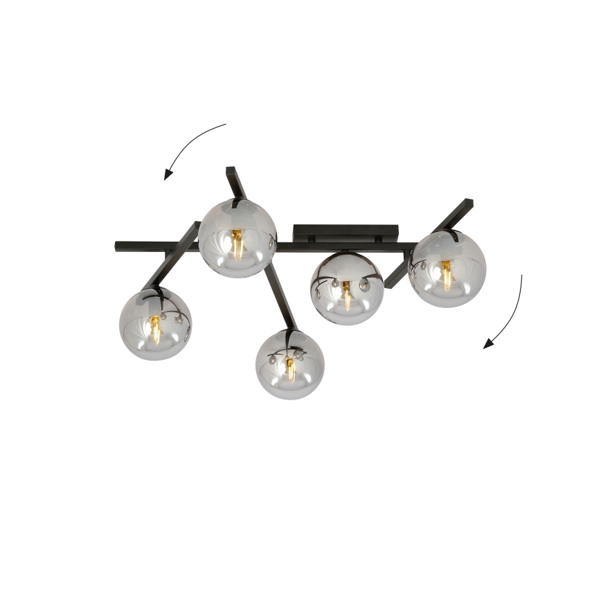 Plafonjera SMART 5xE14/10W/230V crni/siv