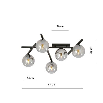 Plafonjera SMART 5xE14/10W/230V crni/siv