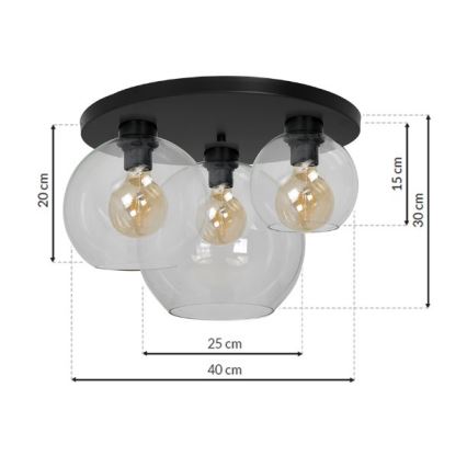 Plafonjera SOFIA 3xE27/60W/230V prozirna