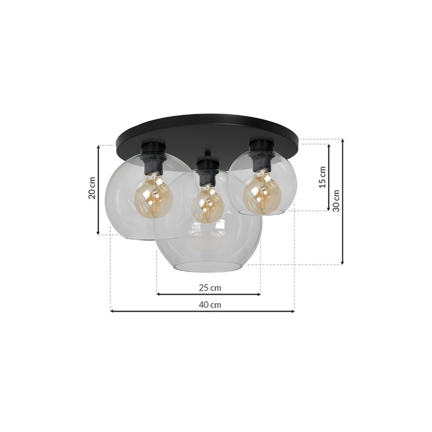 Plafonjera SOFIA 3xE27/60W/230V prozirna