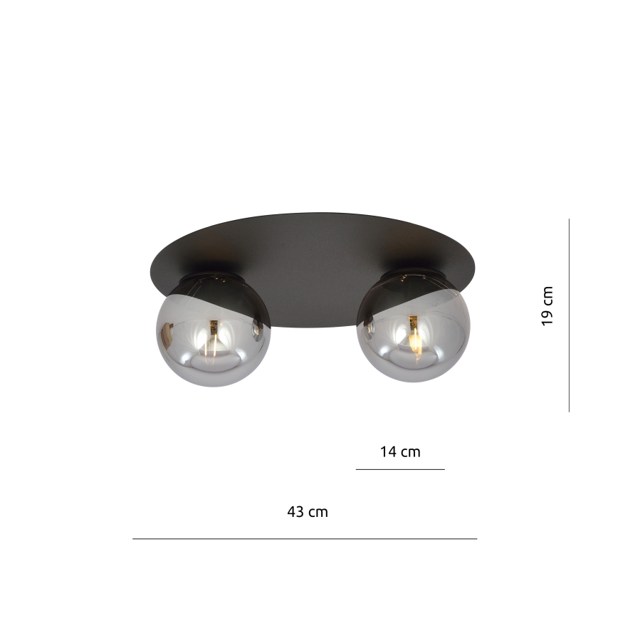 Plafonjera SOLAR 2xE14/10W/230V crni/siv