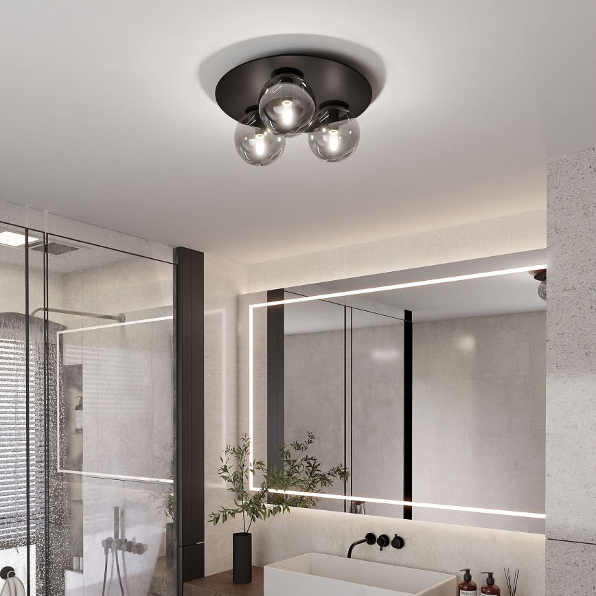 Plafonjera SOLAR 3xE14/10W/230V crni/siv