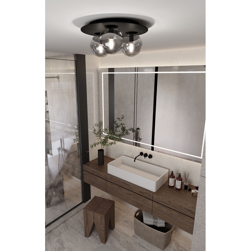 Plafonjera SOLAR 3xE14/10W/230V crni/siv