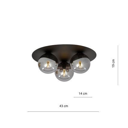 Plafonjera SOLAR 3xE14/10W/230V crni/siv