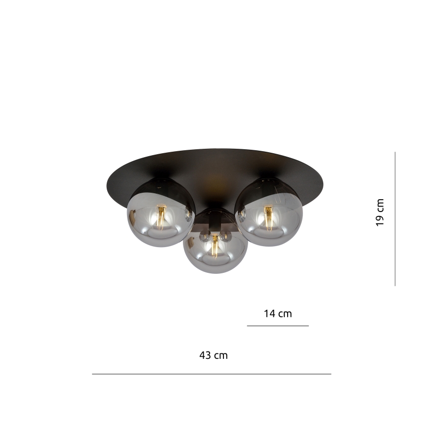 Plafonjera SOLAR 3xE14/10W/230V crni/siv