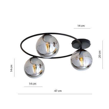 Plafonjera SOPRA 3xE14/10W/230V crni