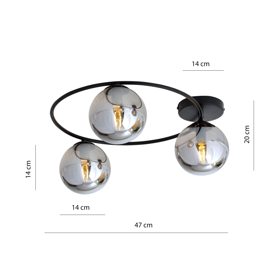 Plafonjera SOPRA 3xE14/10W/230V crni