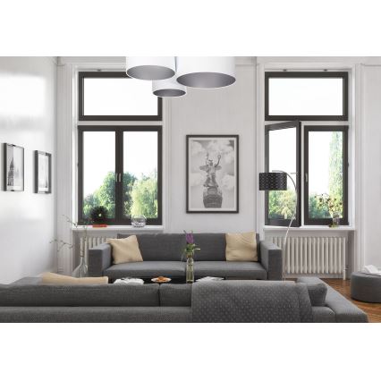 Plafonjera SPACE 3xE27/60W/230V bela/srebrni