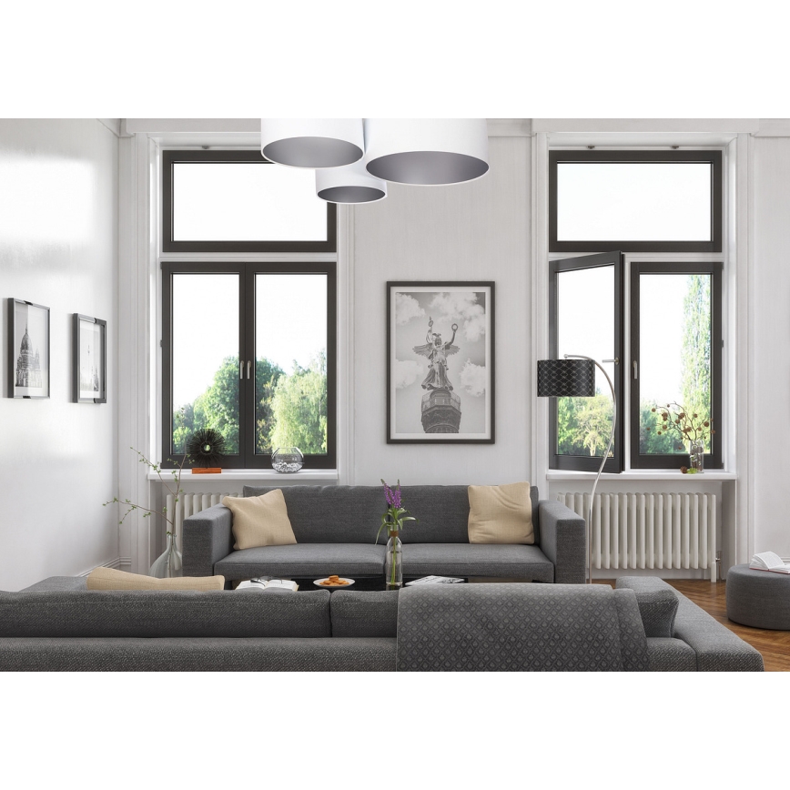 Plafonjera SPACE 3xE27/60W/230V bela/srebrni