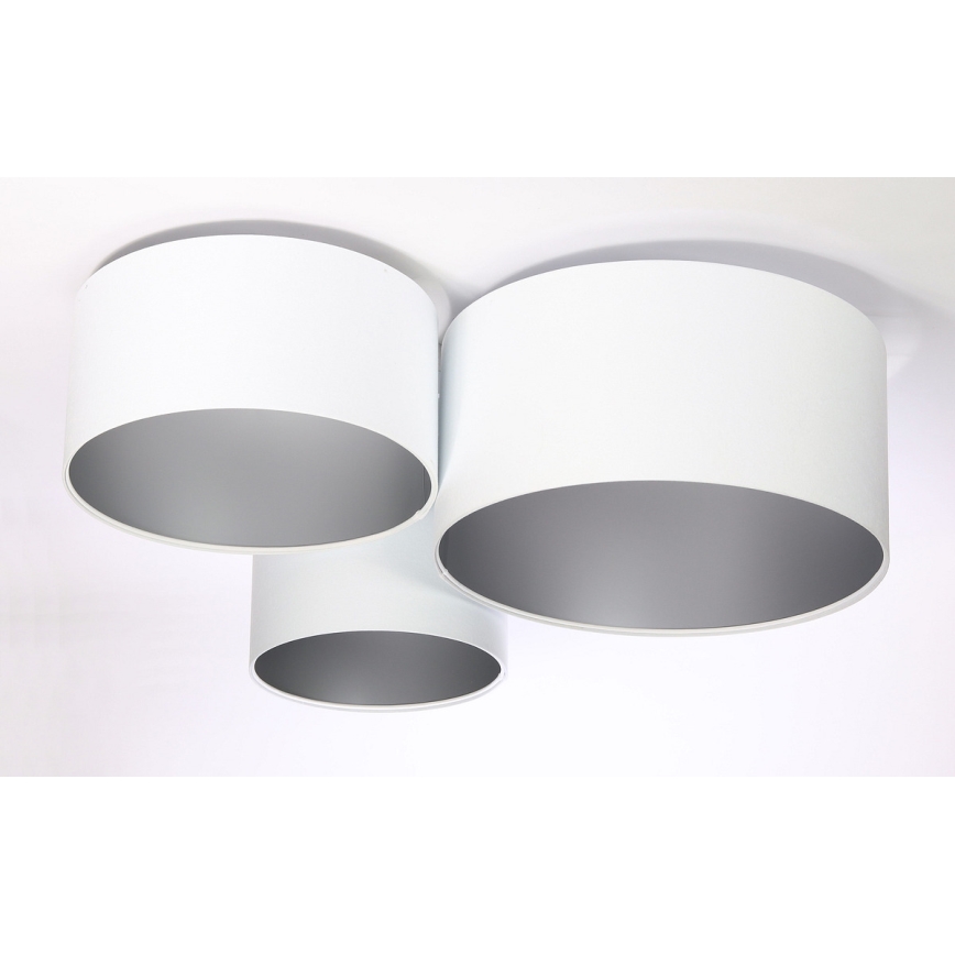Plafonjera SPACE 3xE27/60W/230V bela/srebrni