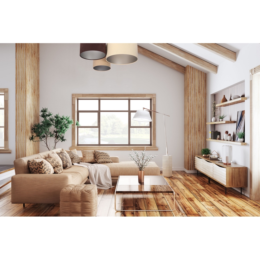 Plafonjera SPACE 3xE27/60W/230V cream/braon/bež