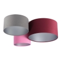 Plafonjera SPACE 3xE27/60W/230V crveni/siv/roze