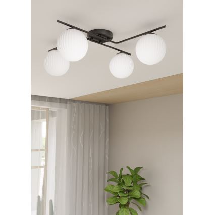 Plafonjera VESPA 4xE14/10W/230V crni/bela