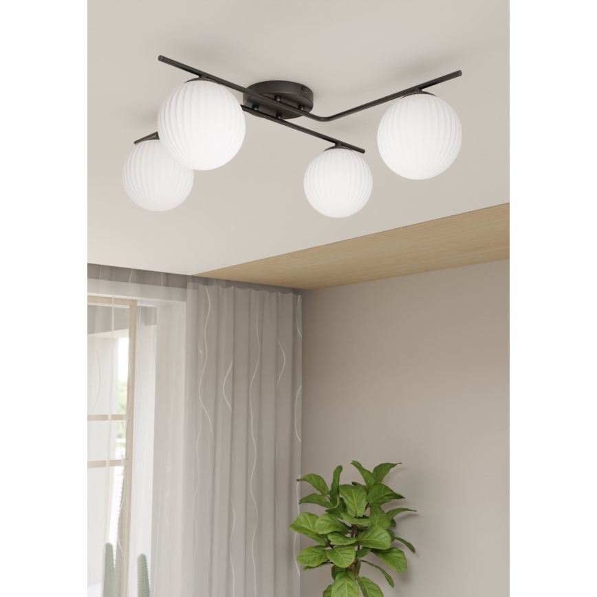 Plafonjera VESPA 4xE14/10W/230V crni/bela