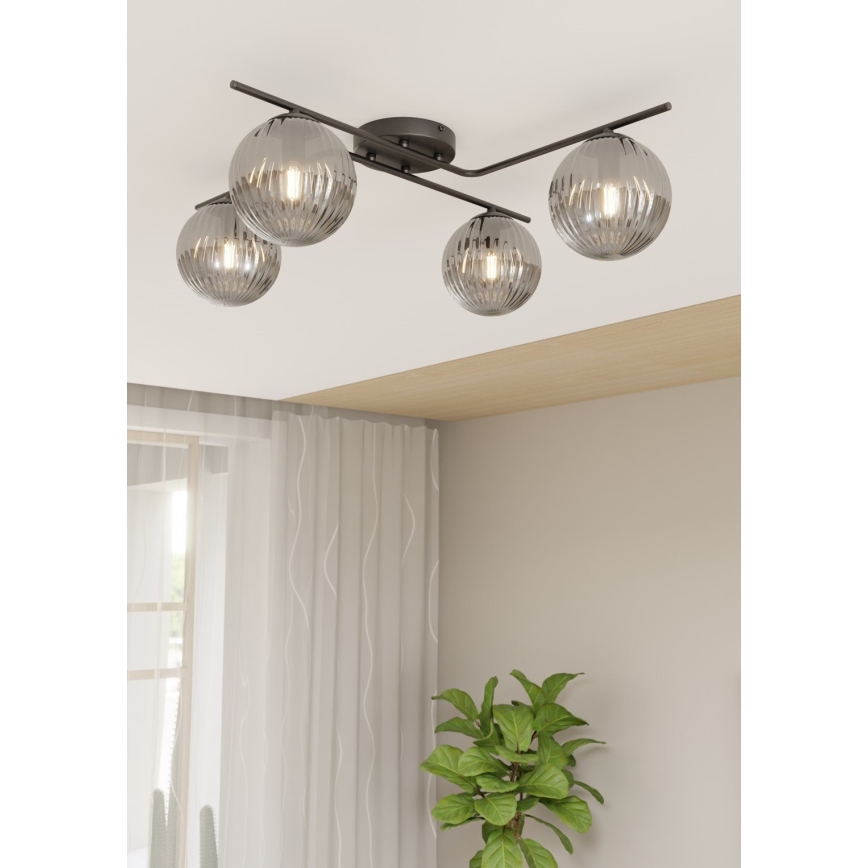 Plafonjera VESPA 4xE14/10W/230V crni/siv